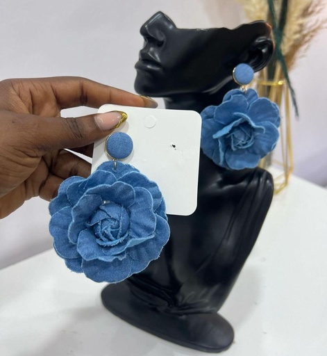 DENIM ROSE EARRINGS